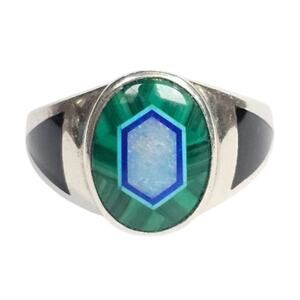 Whitney Kelly Sterling Multi-Gemstone Inlay Statement Ring - Size 9.25